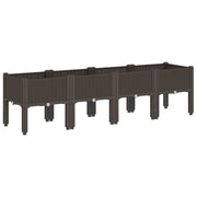 Fioriera rialzata per piante fiori patio giardino con gambe 160 x 40 x 42 cm PP marrone 02_0038159