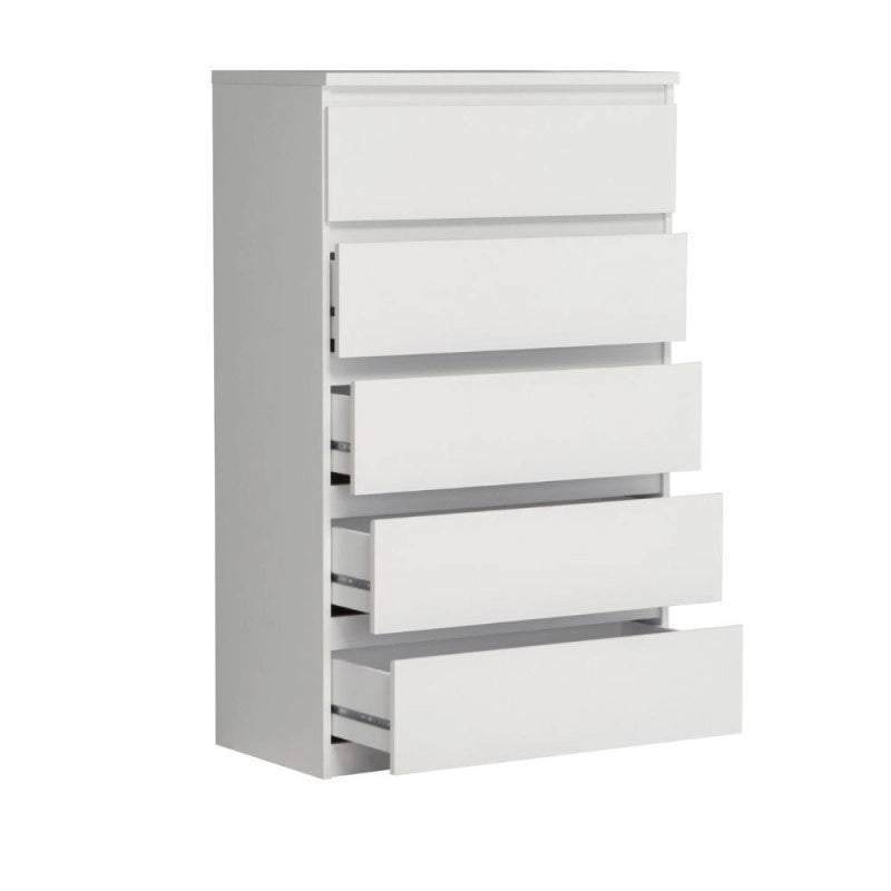 Cassettiera Morgan 5 cassetti 77.2 x 42.2 x H 128.1 cm colore bianco opaco