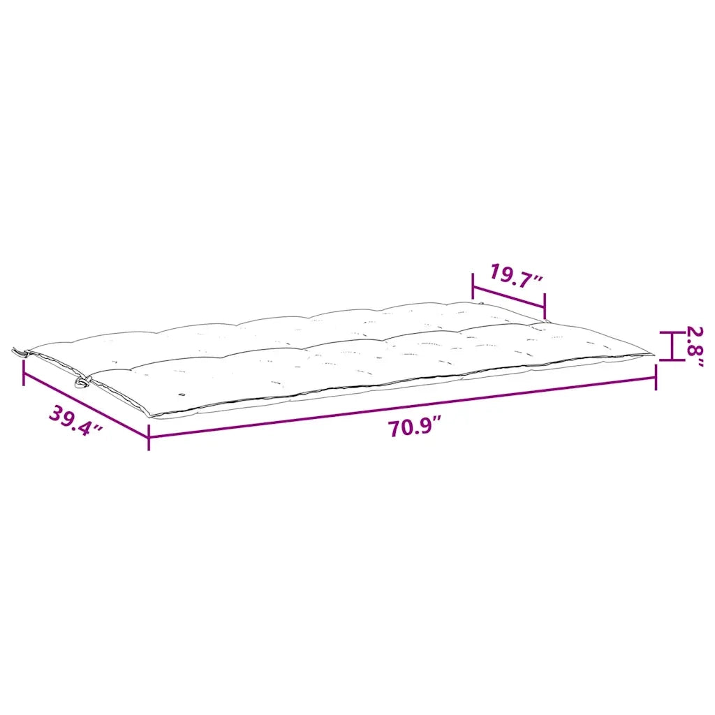 Cuscino per Panca Rosso Vino 180x(50+50)x7 cm in Tessuto Oxford 315037