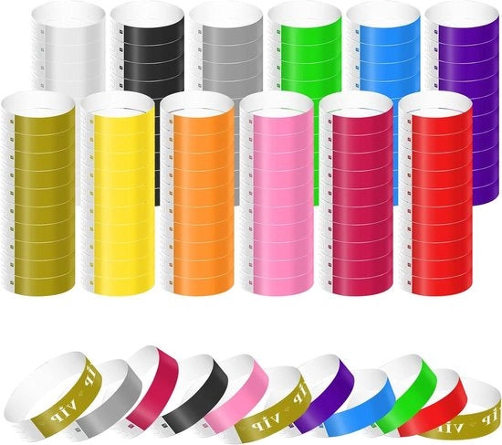 Accessori di ingresso per eventi, strisce adesive neon impermeabili - 2400 pezzi di strisce adesive in carta e 20 pezzi di strisce adesive VIP - Strisce adesive per ingresso per festival di musica, concerto e competizione - 12 colori