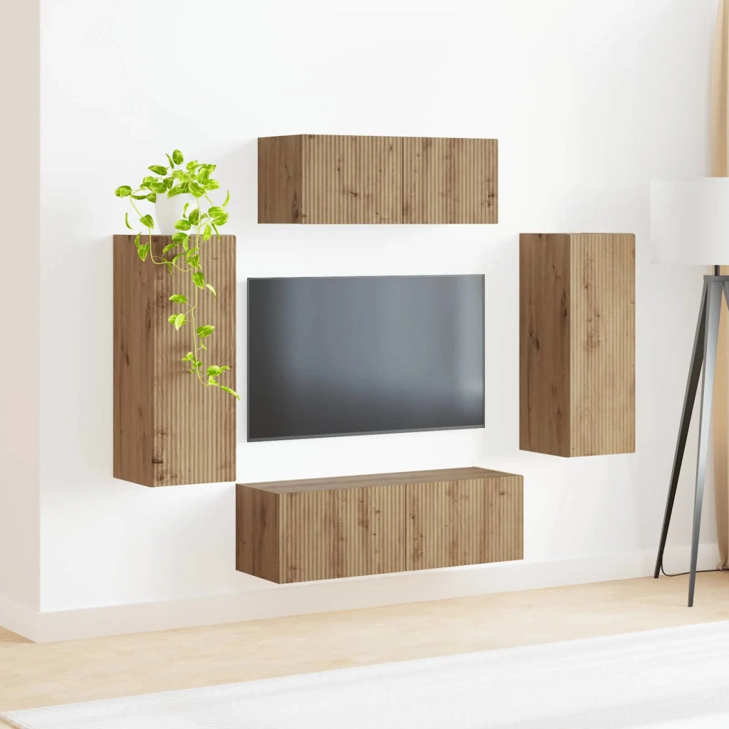 Set mobile TV 4 pcs Rovere artigianale Legno multistrato 3409167