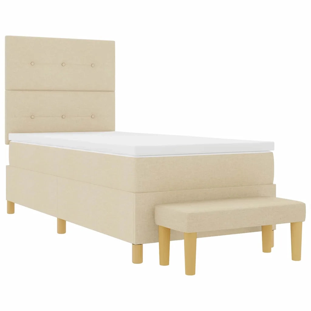 vidaXL Letto a molle con materasso Crema 90 x 190 cm Tessuto