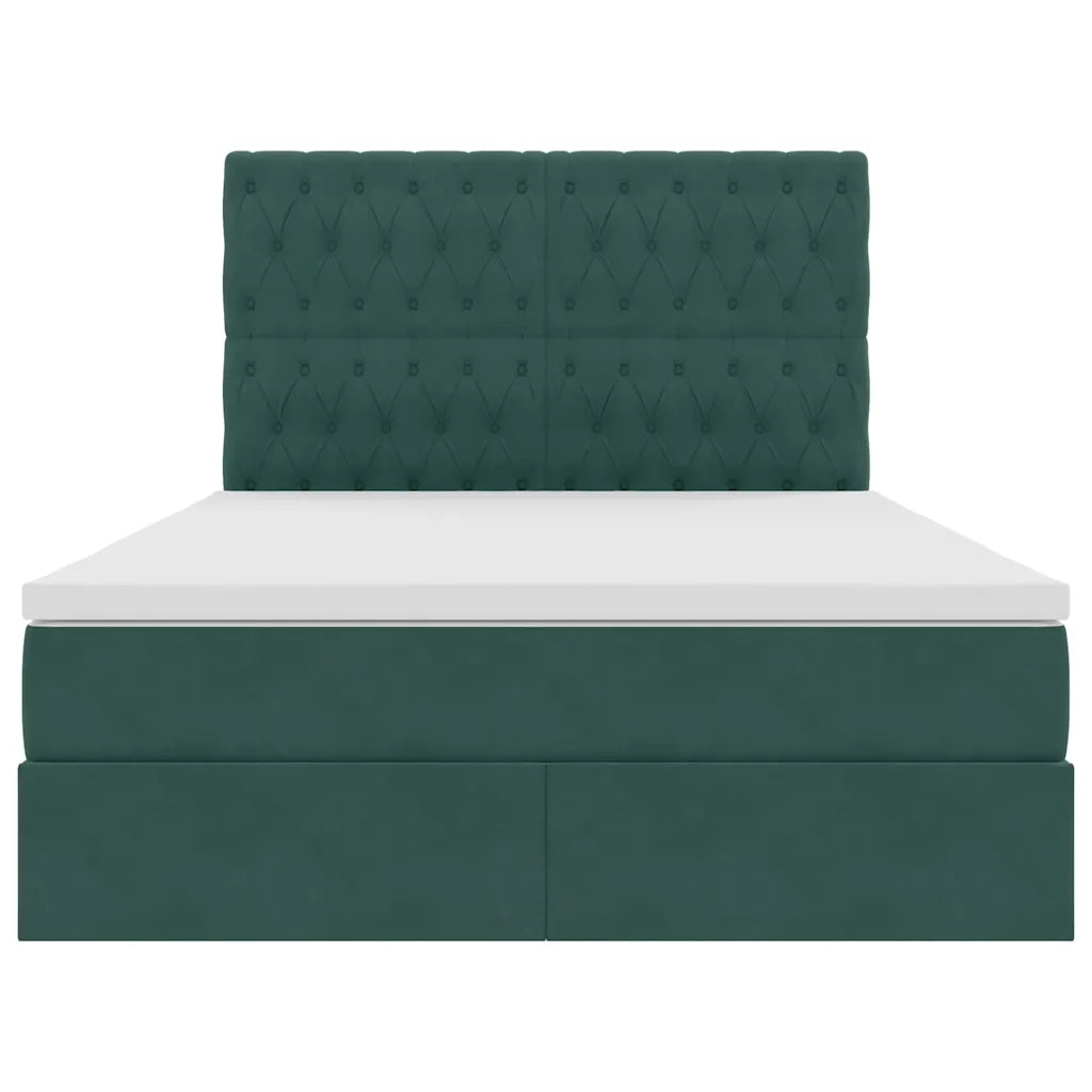 Letto con contenitore e materasso Verde Scuro 140 x 190 cm