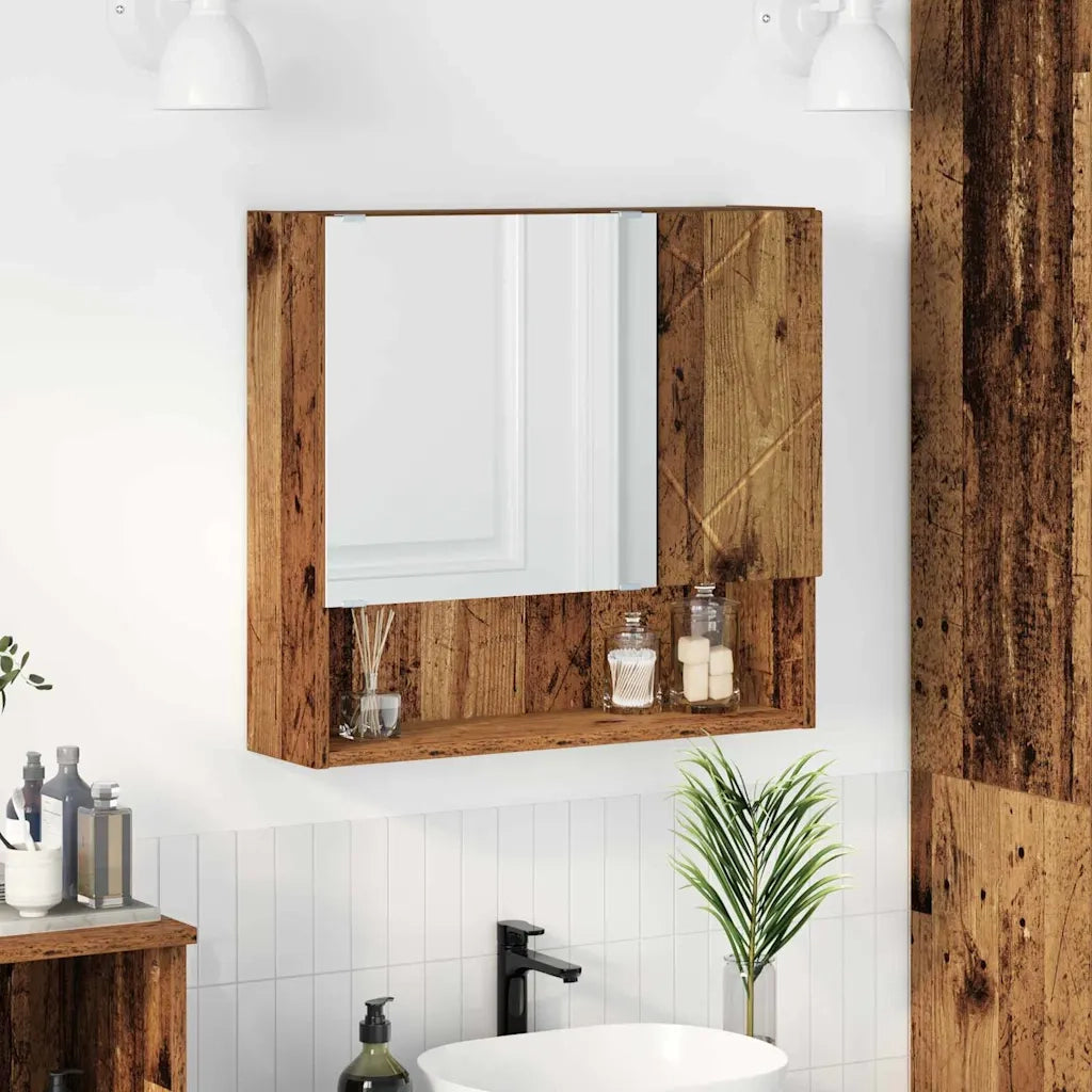 Mobiletto per specchio con porta Legno vecchio 59 x 17 x 55 cm