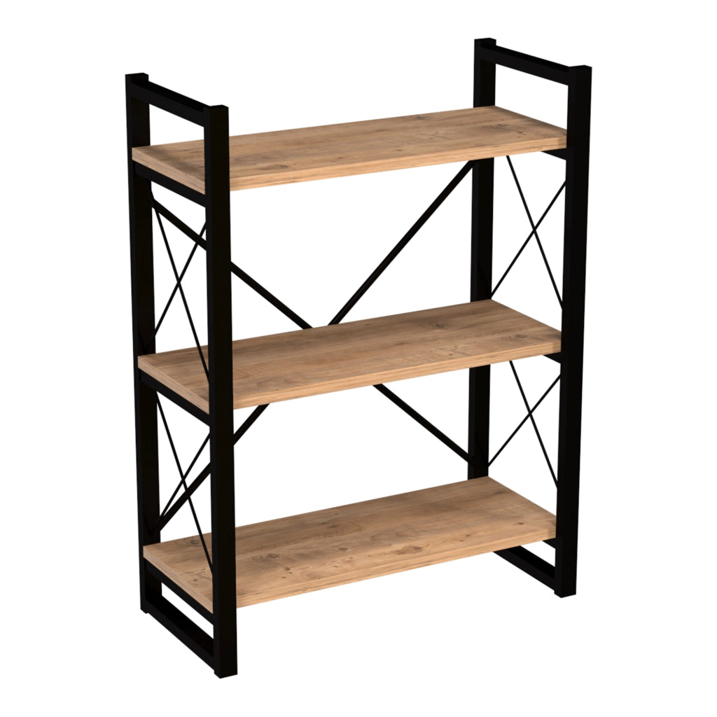 Scaffale a Terra 'Skørping' (AxLxP) 90 x 65 x 30 cm Libreria con 3 Ripiani Mobile Espositore con Telaio in Metallo -