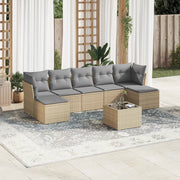 Set Divano da Giardino 8 pz con Cuscini Beige in Polyrattan 3249878