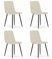 Sedia VALORA KARA - Moderna in velluto beige con gambe nere x 4