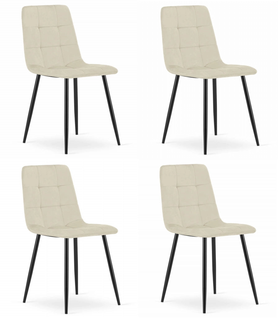 Sedia VALORA KARA - Moderna in velluto beige con gambe nere x 4