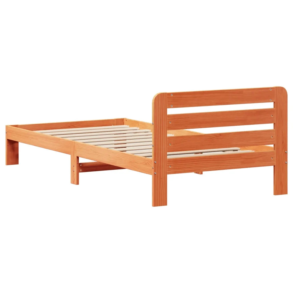 Letto senza Materasso Marrone Cera 90x190 cm in Legno di Pino 855569