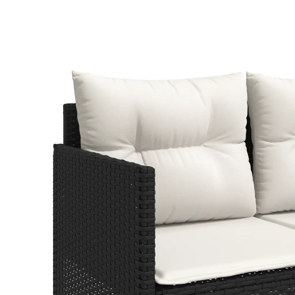 Lettino Prendisole con Cuscini NeroÂ in Polyrattan