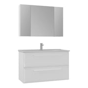 Set mobile lavabo con specchio (2 pezzi) "Nuvola 100 v2" - 100 x 50 x 62 cm - Bianco