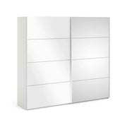 Guardaroba 2 ante Catalina, Mobile camera da letto, Cabina armadio portabiti, Armadio appendiabiti, 243x61 h220 cm, Bianco lucido