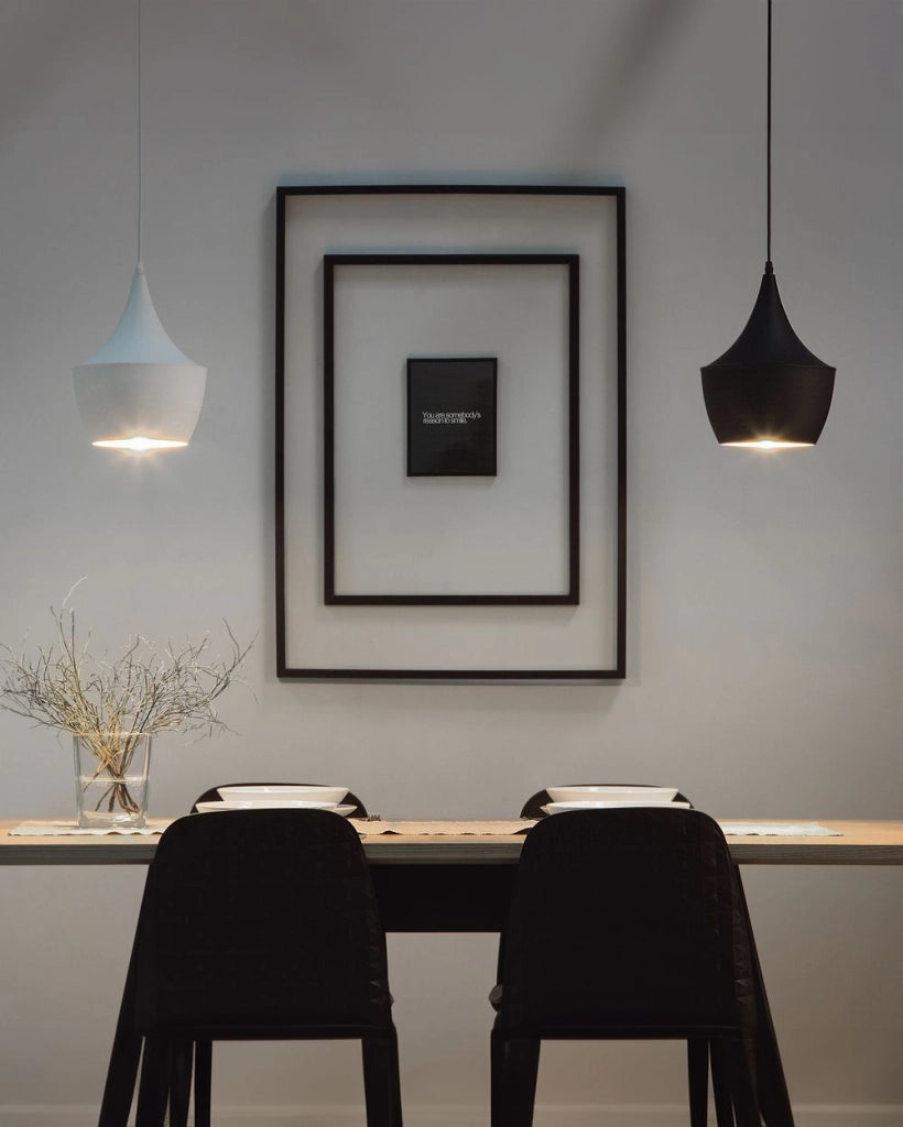 Lampada a Sospensione Metallo Nero 197 cm Bicolore Paralume Contemporaneo Moderno