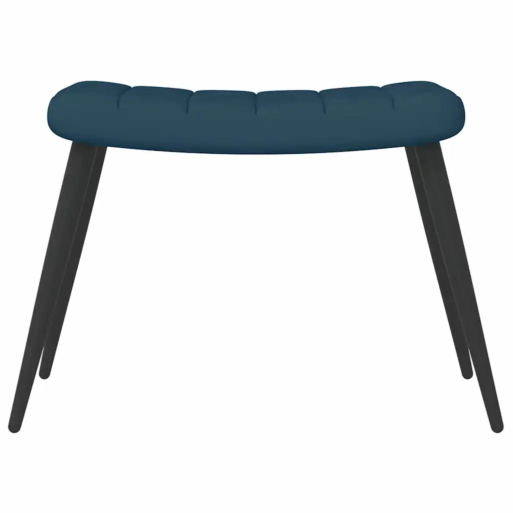 Divano Sedia-Poltrona Relax con Sgabello Blu in Velluto