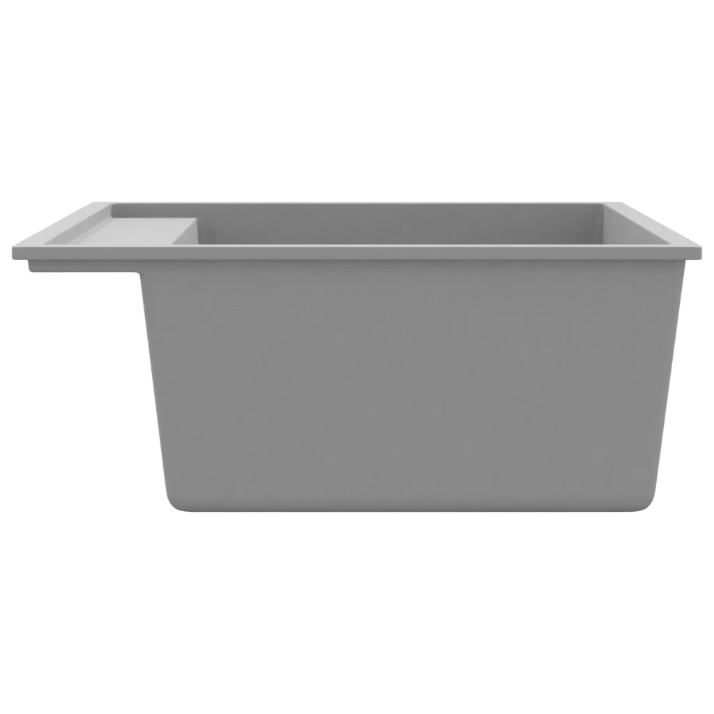 Lavello da Cucina con Foro Troppopieno Grigio in Granito 147062