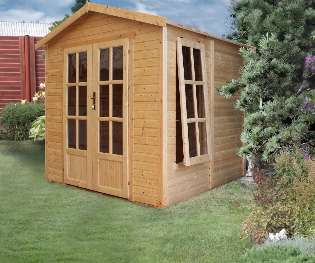Ufficio in legno da giardino - W233xD222xH233cm - con tegole bituminose - TIMBELA M351FB+H351FBBROWN