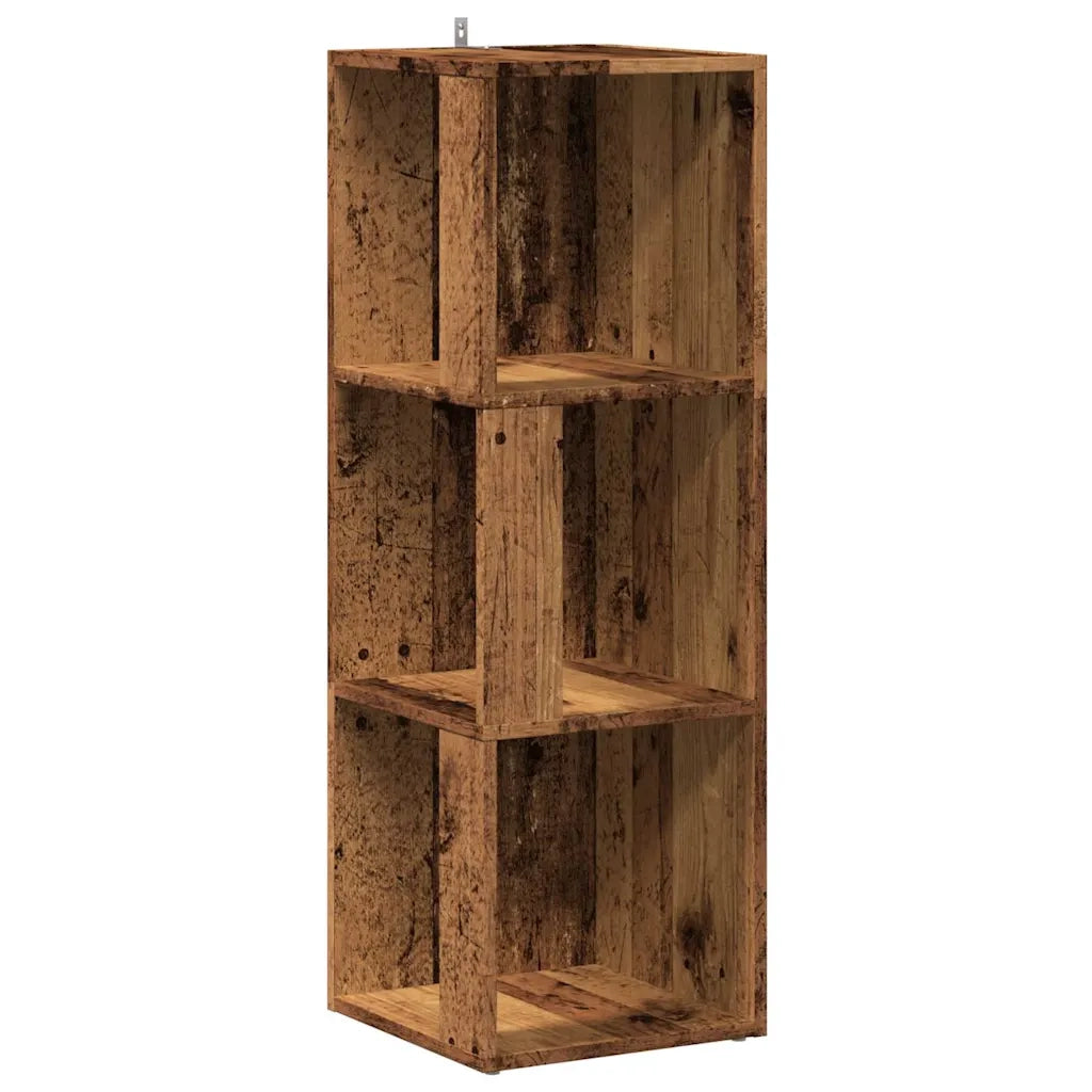 Mobile angolare classico contenitore compatto 33 x 33 x 100 cm legno composito finitura effetto legno anticato 02_0050928
