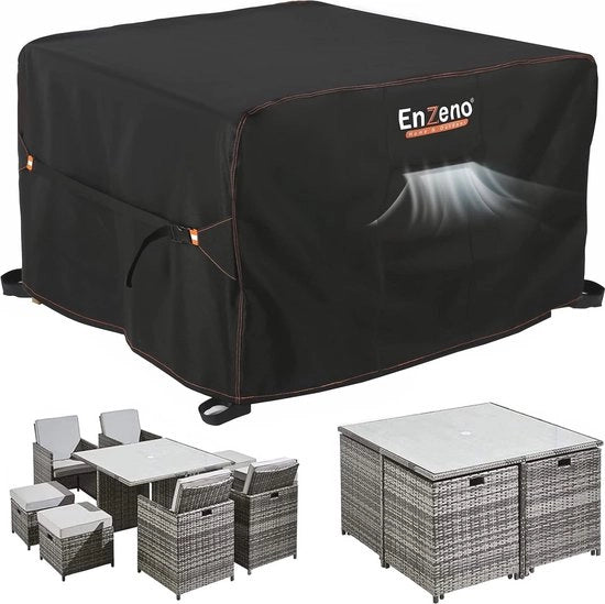 Pannelli di copertura impermeabili per arredi esterni con aperture di ventilazione - Tessuto Oxford 420D - Cappotto per tavolo da giardino - Set di arredi per zona relax - Rettilineo 150 x 150
