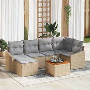 Set Divano da Giardino con cuscino 7 pcs Beige polyrattan