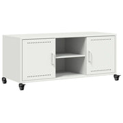 Mobile TV multimediale mensola TV credenza TV per sala da pranzo soggiorno camera da letto 100,5 x 39 x 43,5 cm acciaio bianco 02_0025537