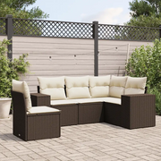 Set Divano da Giardino 5 pz con Cuscini Marrone in Polyrattan 3222572