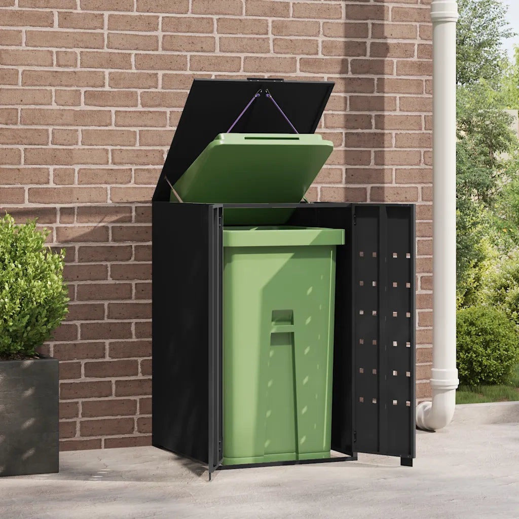 Copribidone con Ruote per Bidone Singolo Nero 69x79x117 Acciaio CFW1178892