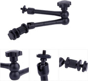Braccio meccanico con 11 pollici di guida a sfere a 360 gradi - due teste a sfere a 360 gradi - due fotocamere - nero.