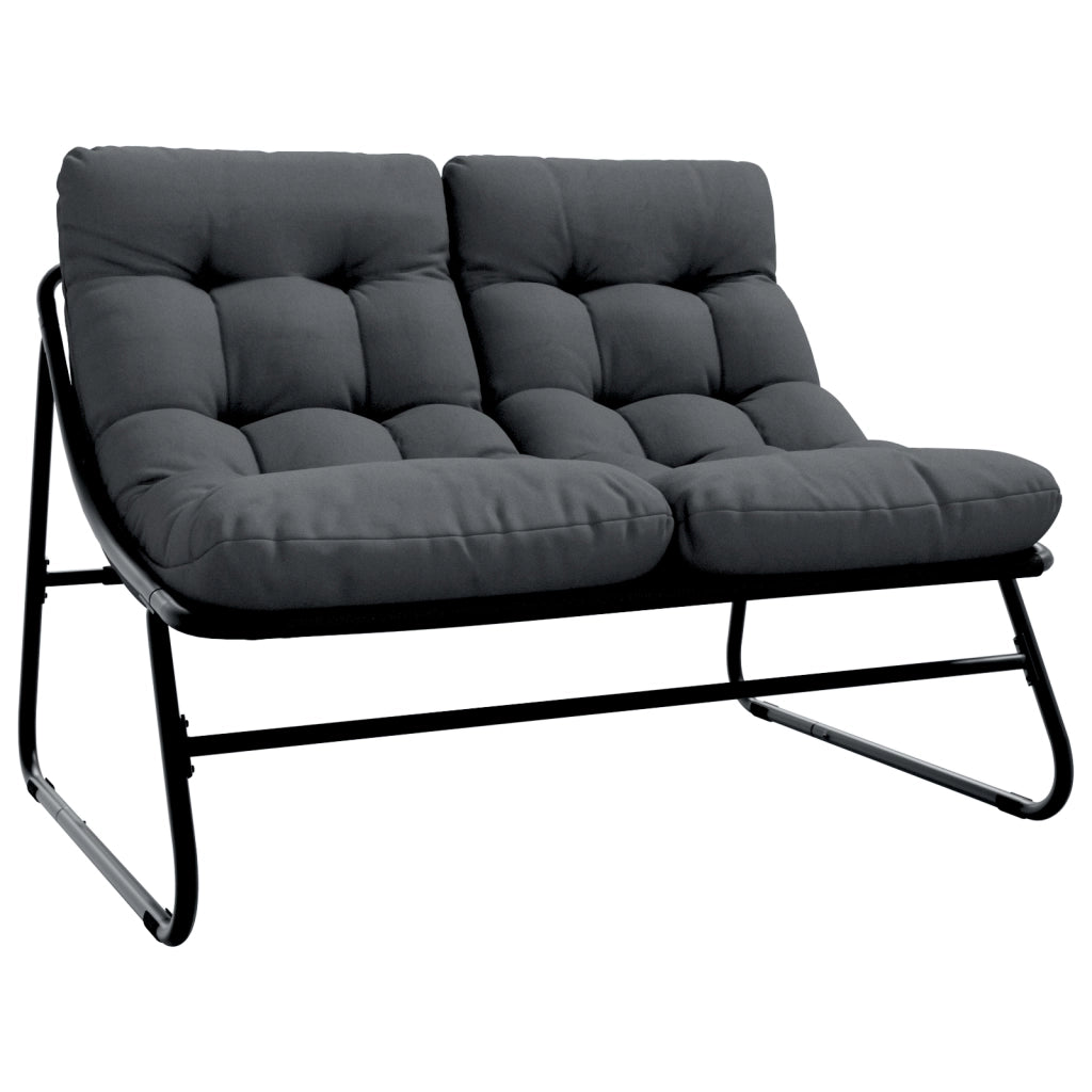 Panchina da Giardino con Cuscino Nera 110x80x71 cm Acciaio