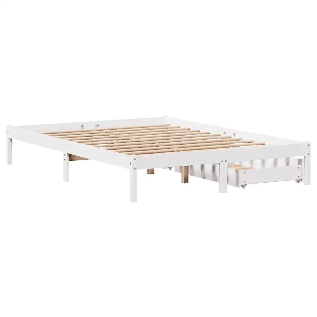Letto senza Materasso Bianco 120x190 cm Legno Massello di Pino