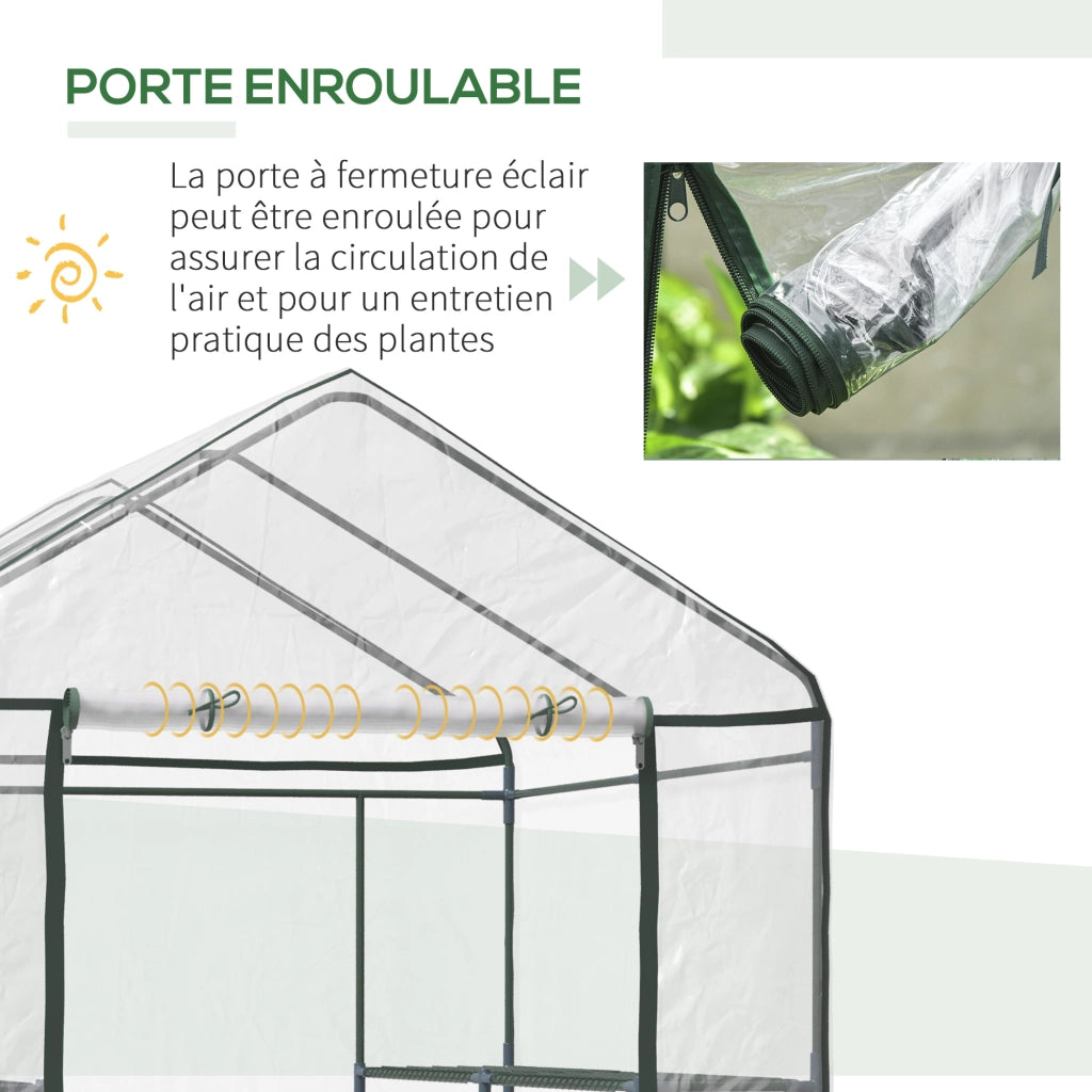Serra da giardino con scaffali 3 livelli ¨C zephmum ¨C verde 143x143x195cm