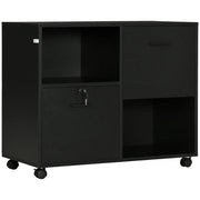 Mobile Ufficio 2 Cassetti 2 Ripiani 80x40x66 cm in Truciolato Nero