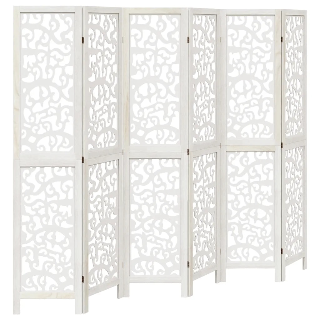 Divisorio Ambienti | Divider per stanze | Paravento 6Pannelli Bianco Legno Massello di Paulownia