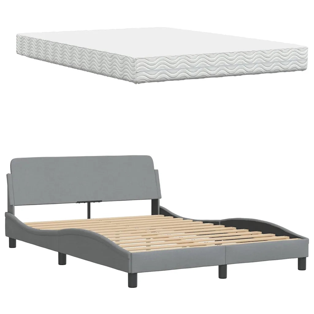 Letto con Materasso Grigio Chiaro 140x200cm Tessuto 3310741