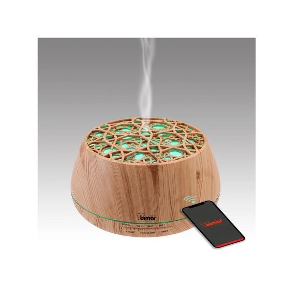 Diffusore aromi bimar da26 wi fi con luci e cassa acustica legno chiar