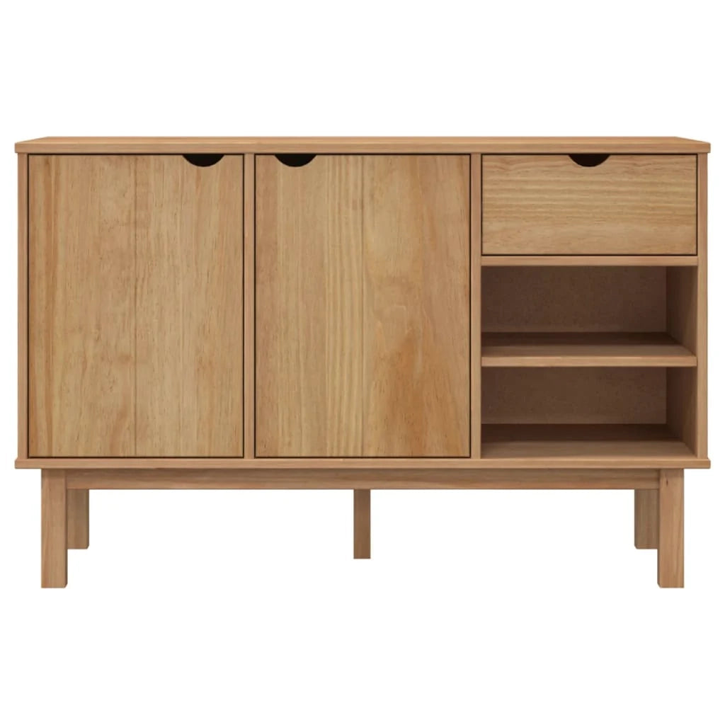 Buffet credenza cassettiera armadio mobile contenitore organizer per cucina soggiorno salotto 114 x 43 x 73,5 cm legno massello di pino marrone 02_0036184