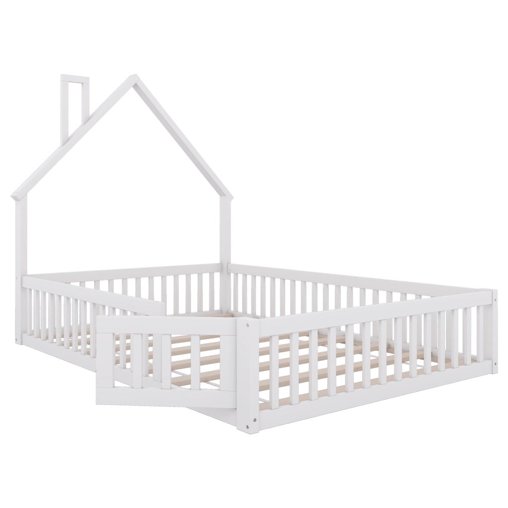 Letto a baldacchino bianco in pino con rete a doghe 140x200 cm