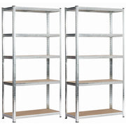 Set 2 x AKORD Scaffale garage in metallo  acciaio zincato 5 ripiani in colore legno per carichi fino a 875kg 90x40x180 cm