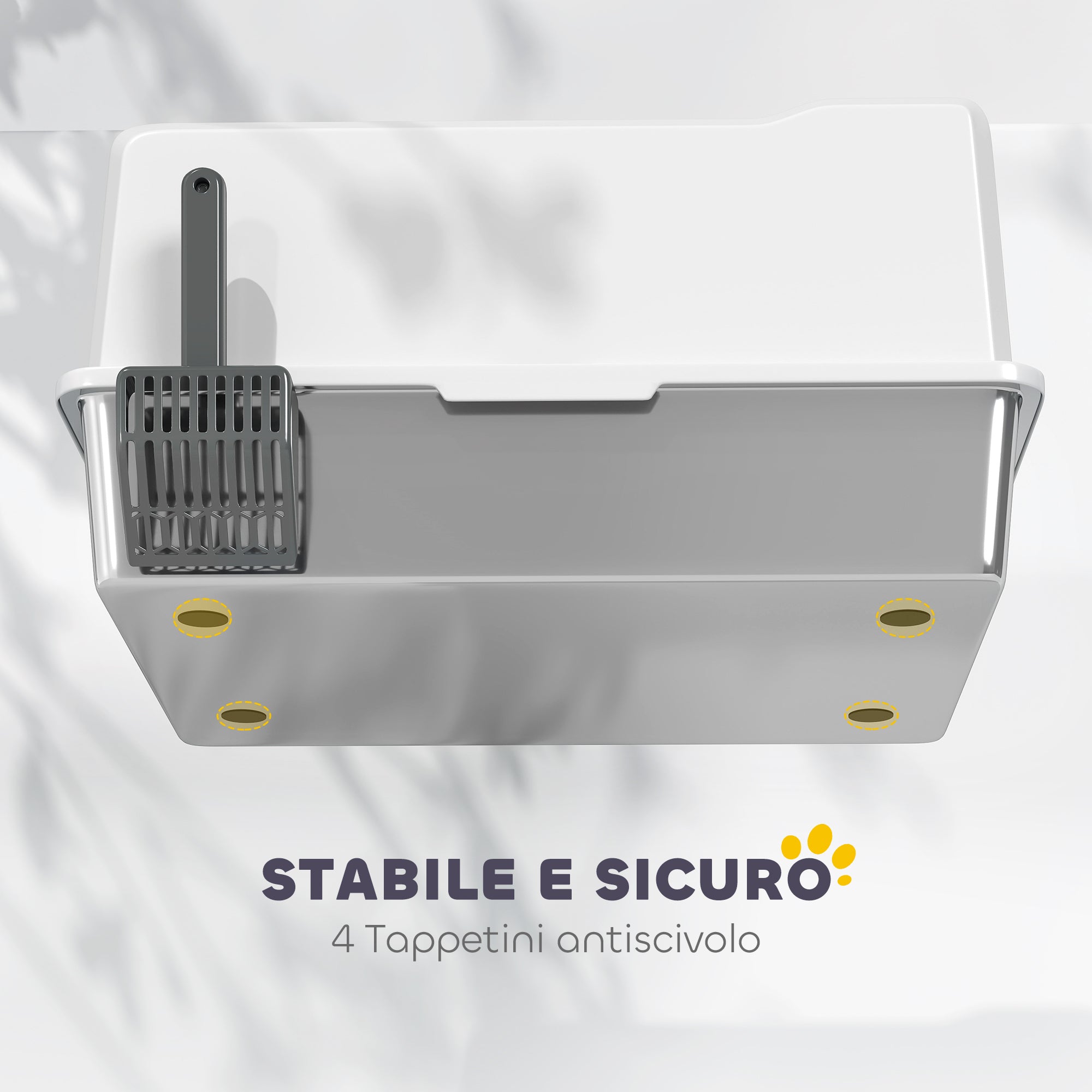 Lettiera per Gatti con Pareti Rialzate 71x50,8x35,5 cm Vassoio in Acciaio Bianco