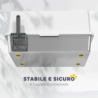 Lettiera per Gatti con Pareti Rialzate 71x50,8x35,5 cm Vassoio in Acciaio Bianco