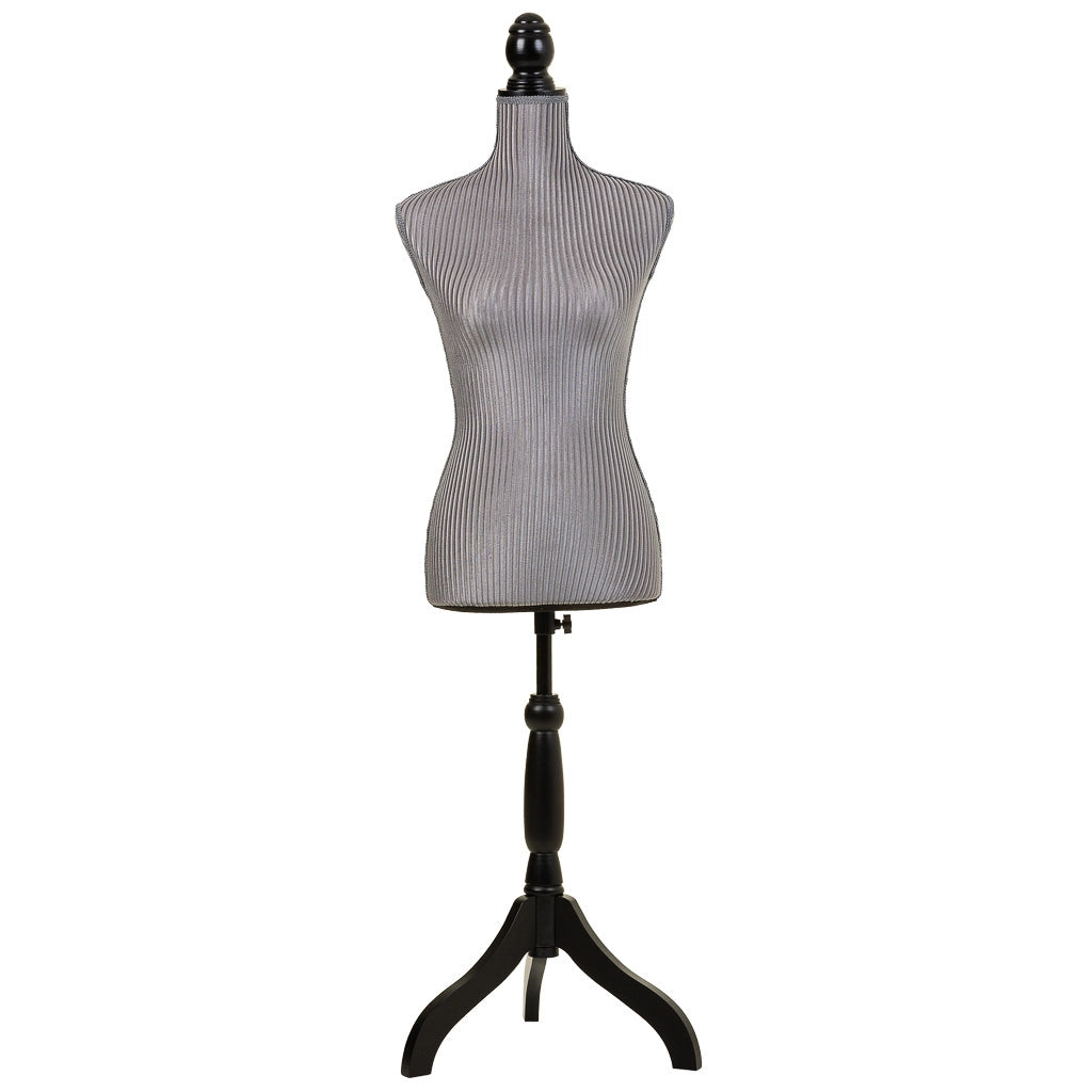 Manichino in legno e schiuma rivestito in tessuto grigio 24x37,5x168h
