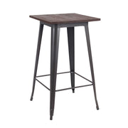 TAVOLINO ALTO PORDOI IN ACCIAIO CON PIANO DI LEGNO 60 X 60 X H103 CM