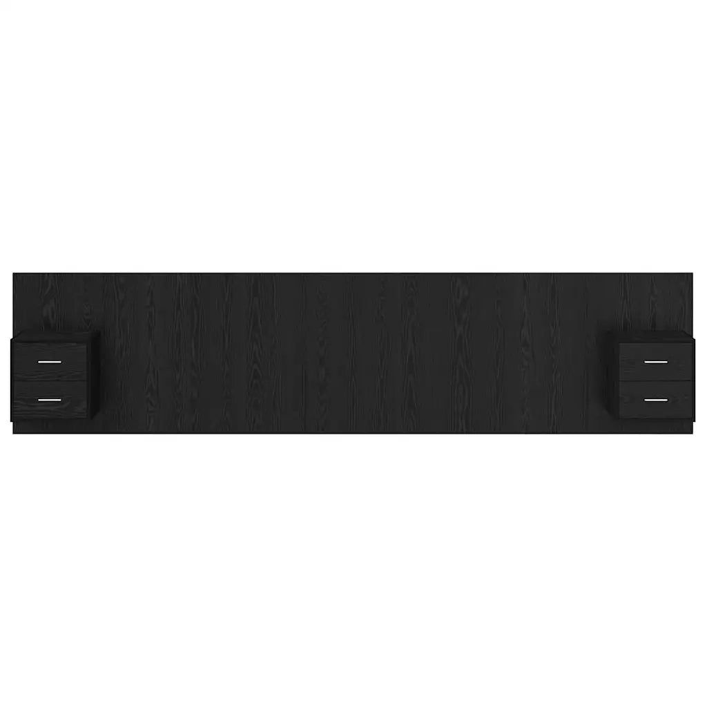 Testata con Comodino 3 pcs Rovere Nero Legno multistrato