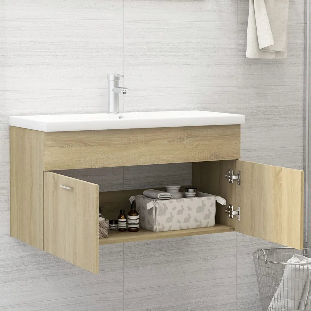Mobile con Lavabo Integrato Rovere Sonoma in Legno Multistrato 3071291