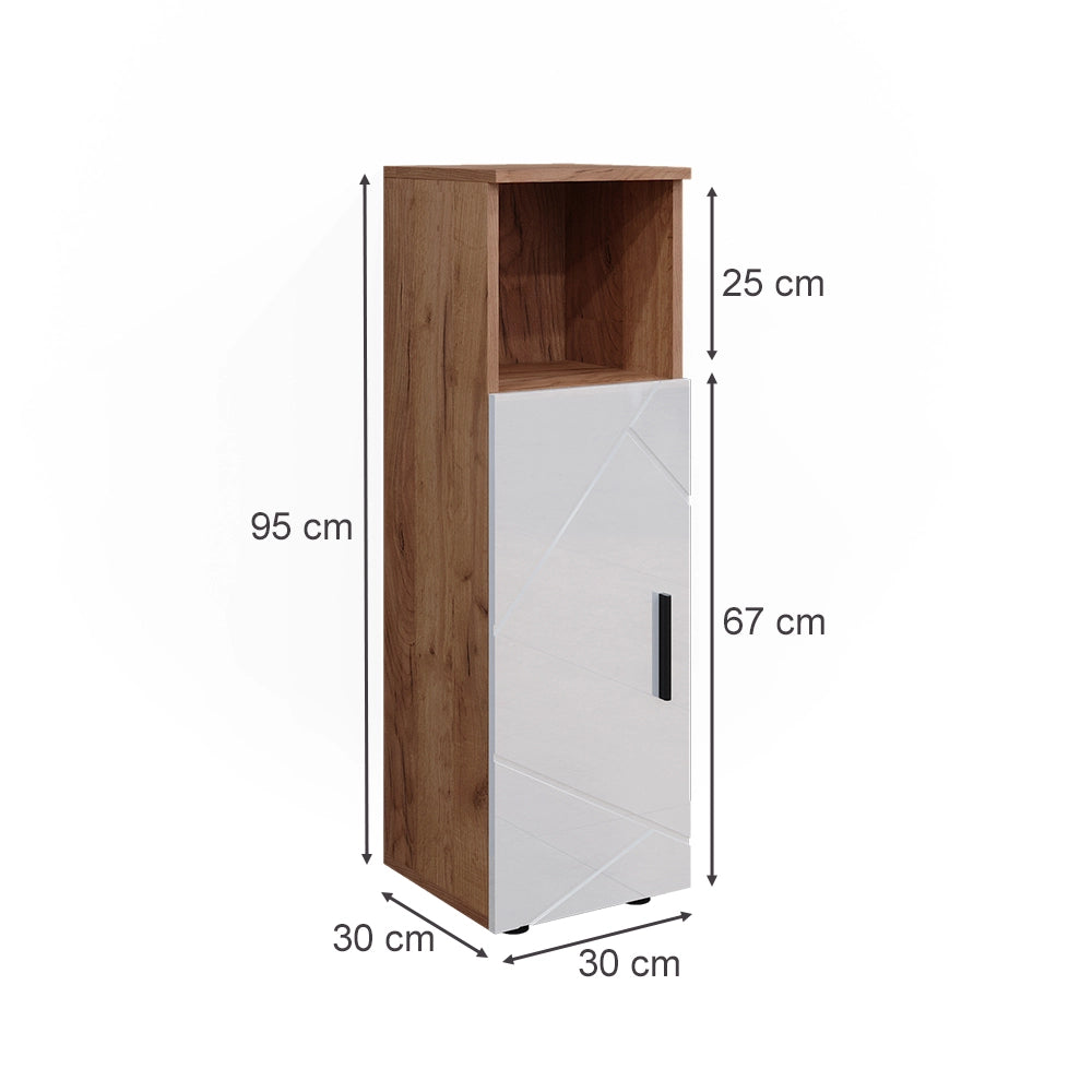 Mobiletto bagno Irma Bianco lucido/Rovere dorato 30 x 95 cm Vicco