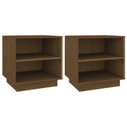 Set di 2 Comodini | Armadio da Notte | Mobiletto da notte Ambrati 40x34x40 cm in Legno Massello di Pino