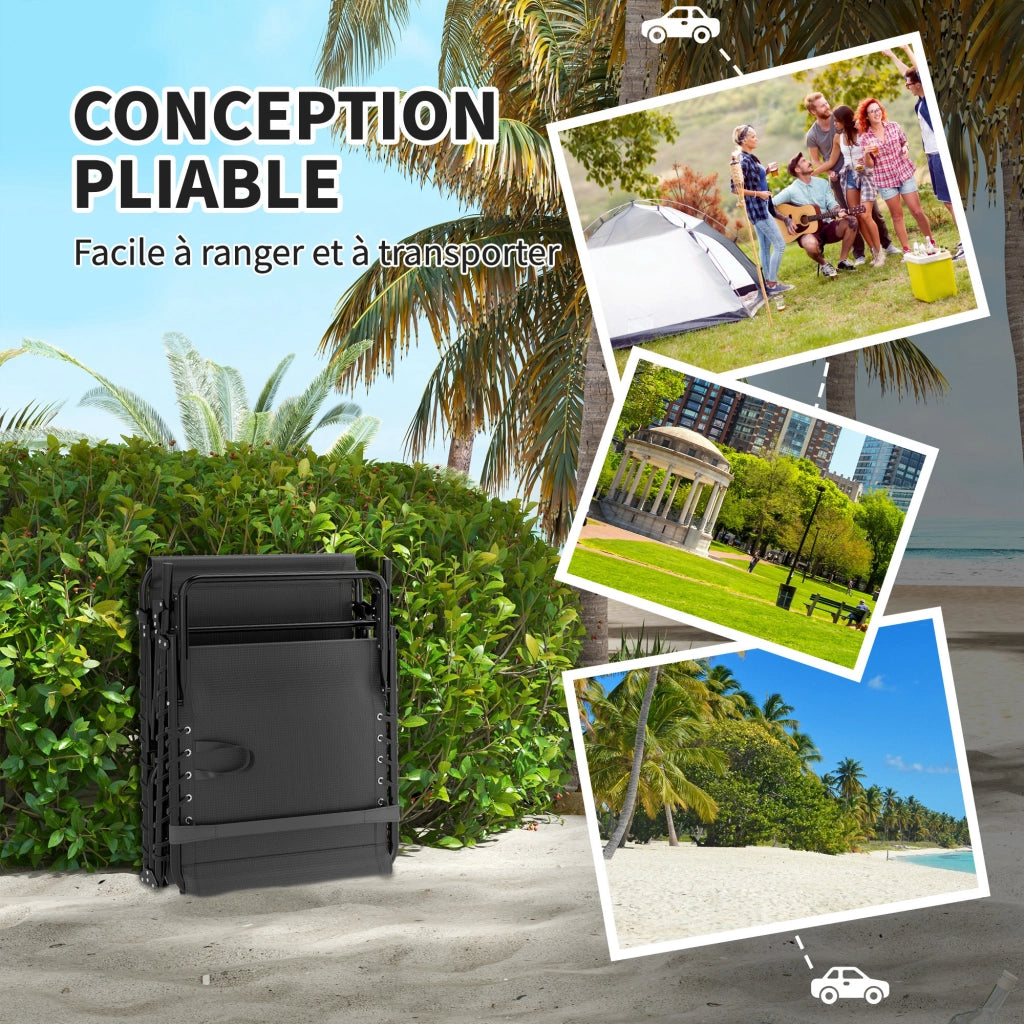 Sdraio pieghevole con cuscino e poggiatesta ¨C zephmum ¨C 58x189x32,5 cm nero