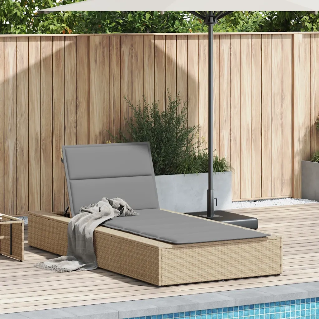 Lettino Prendisole con Cuscino Galleggiante Beige in Polyrattan 4104205