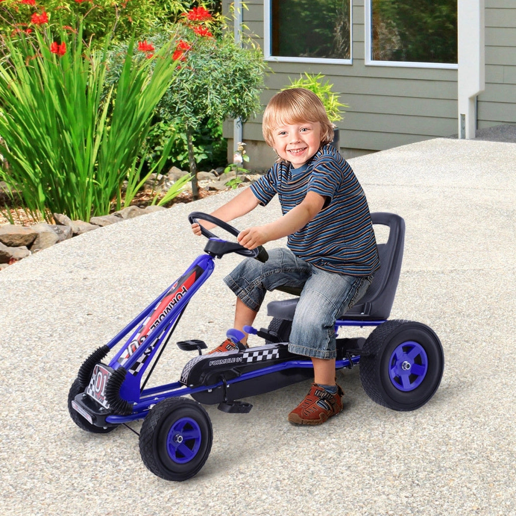 Go Kart per bambini a pedali regolabile Go kart con sedile in PP 98x59x61cm Blu-Go Kart