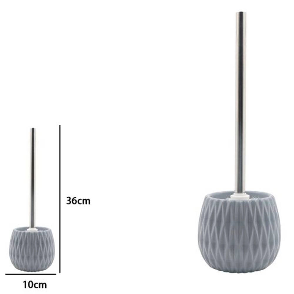 Trade Shop - Portascopino Grigio Lavorato Con Scopino Accessorio Moderno Arredo Bagno 79953 -