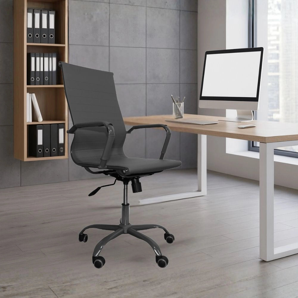 Poltrona da ufficio Nuvia con schienale ergonomico e ruote colore grigio H105